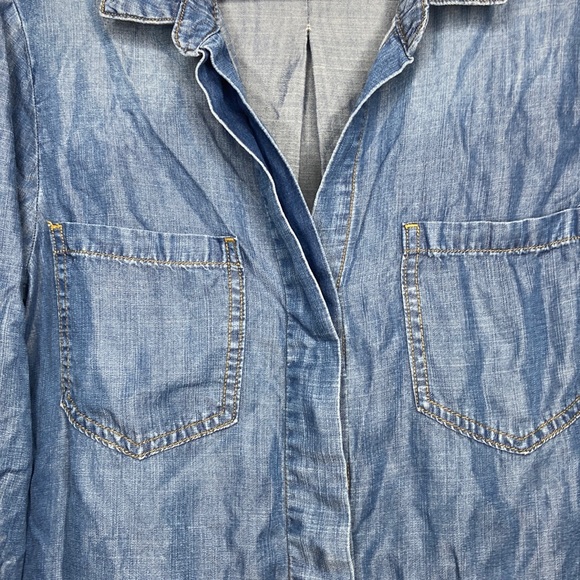 Cloth and Stone womens long sleeve roll cuff button up Chambray Tencel Sz L Blue - Picture 9 of 10